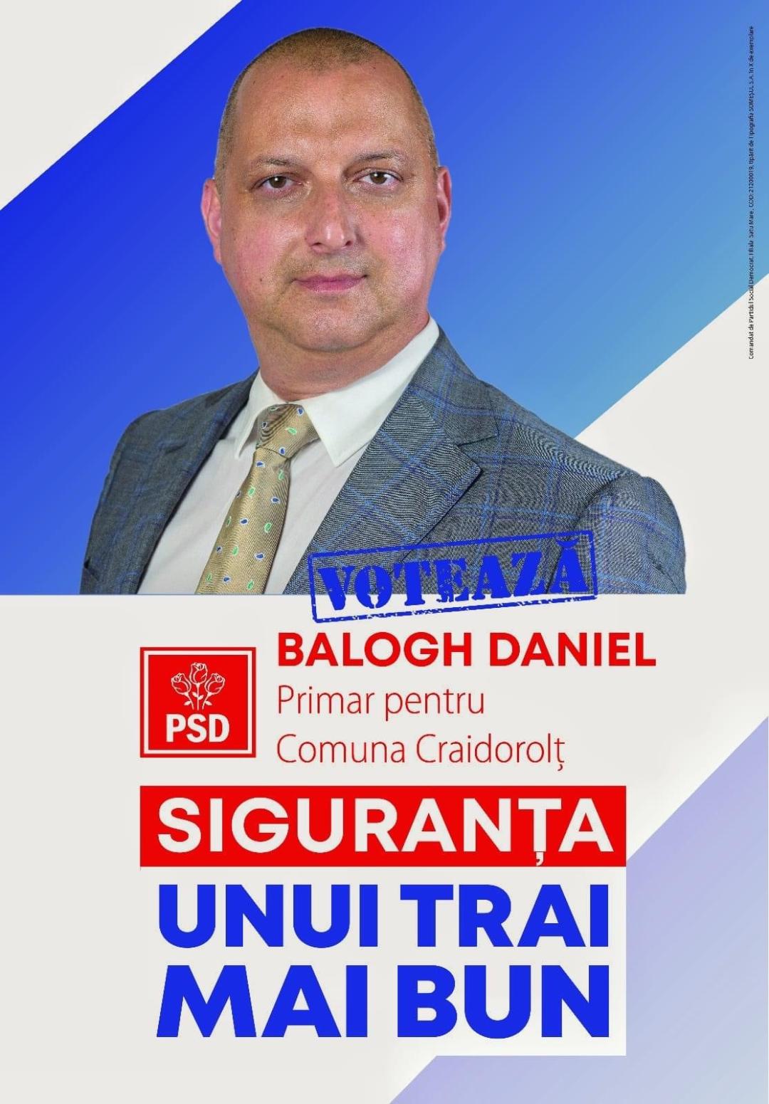 Balogh Daniel, Primar pentru comuna Craidorolţ