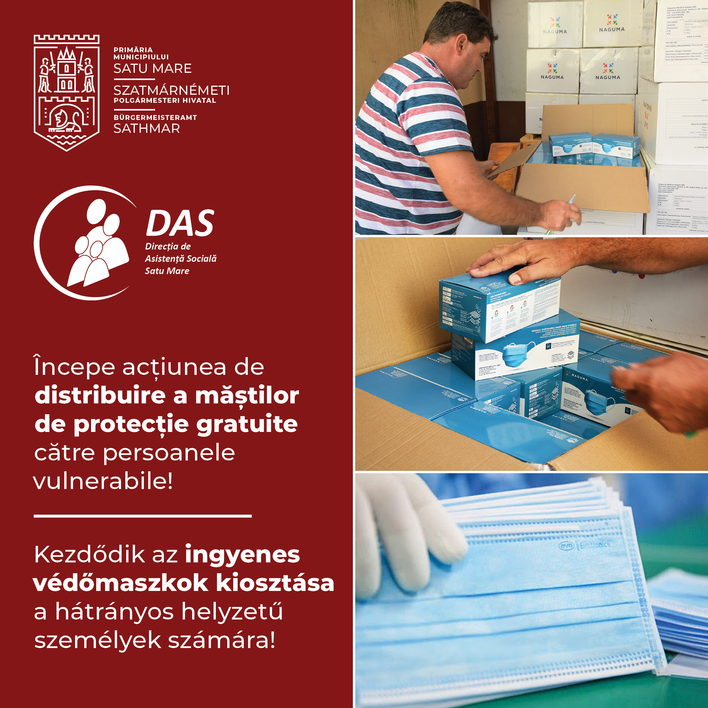 Începe acțiunea de distribuire a măștilor de protecție gratuite către persoanele vulnerabile