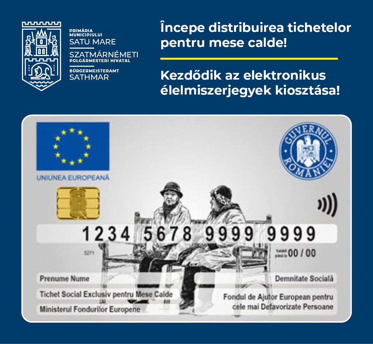 Tichete sociale pentru mese calde distribuite de Primăria Satu Mare