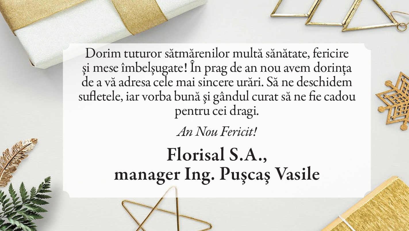 Felicitare de ANUL NOU. Florisal S.A.