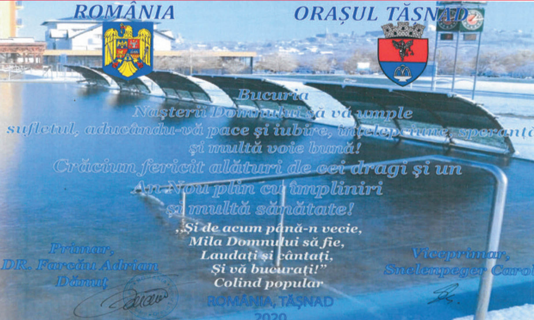 Felicitare Crăciun. Primăria TĂŞNAD