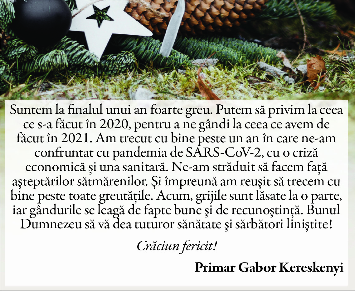 Felicitare Crăciun. PRIMĂRIA SATU MARE
