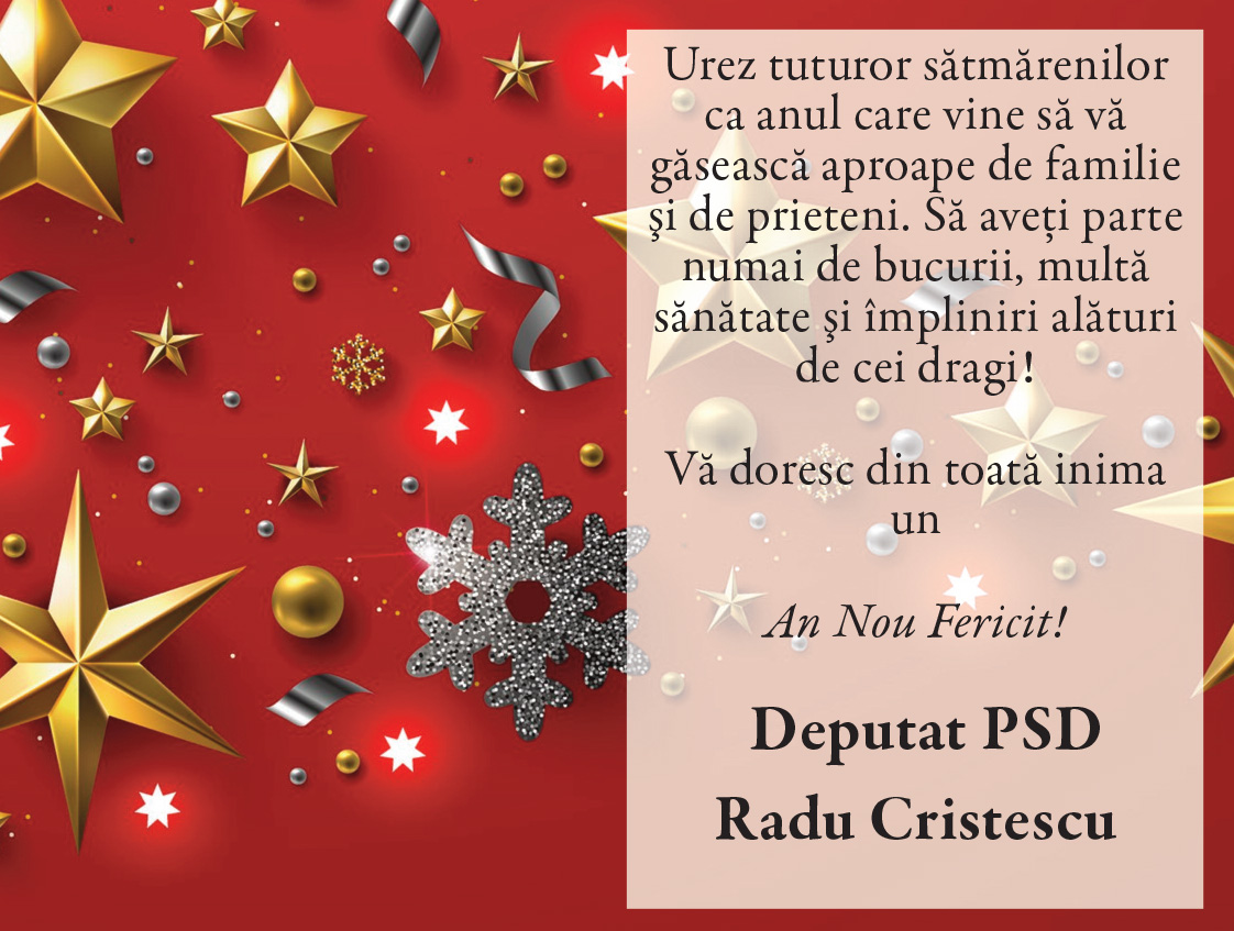 Felicitare de ANUL NOU. Deputat PSD, Radu Cristescu