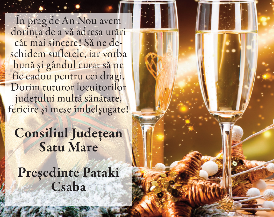 Felicitare de ANUL NOU. Consiliul Judeţean Satu Mare, preşedinte Pataki Csaba
