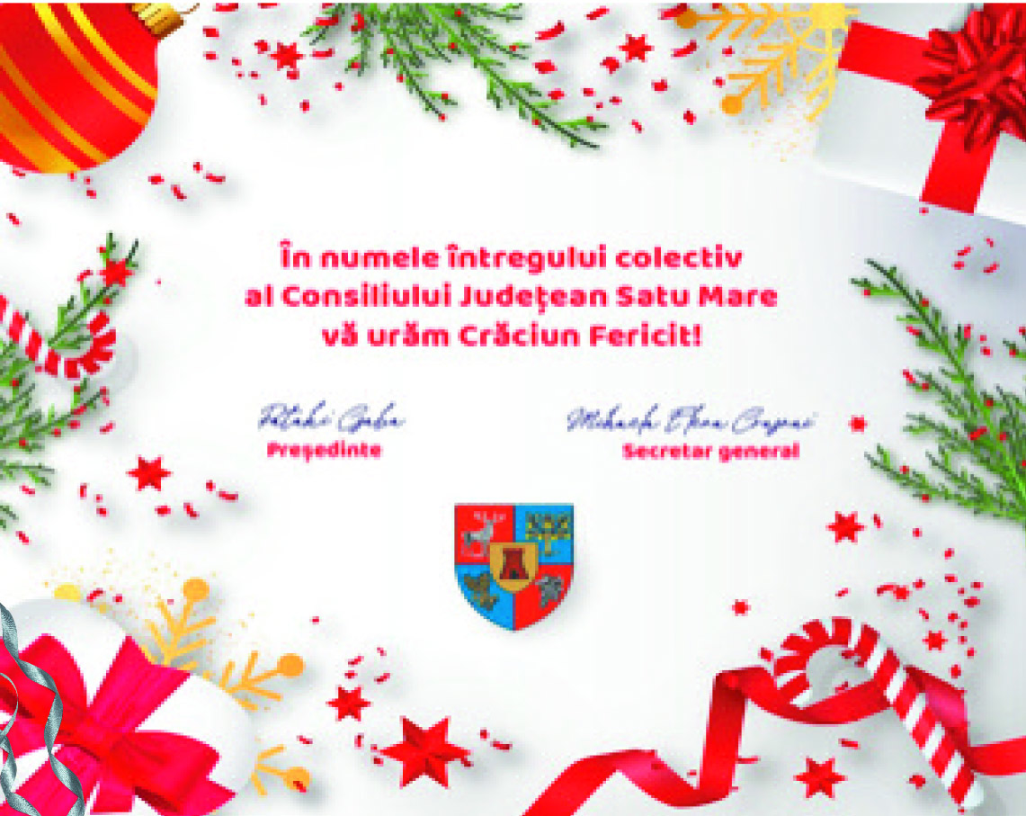 Felicitare Crăciun. CONSILIUL JUDEŢEAN SATU MARE