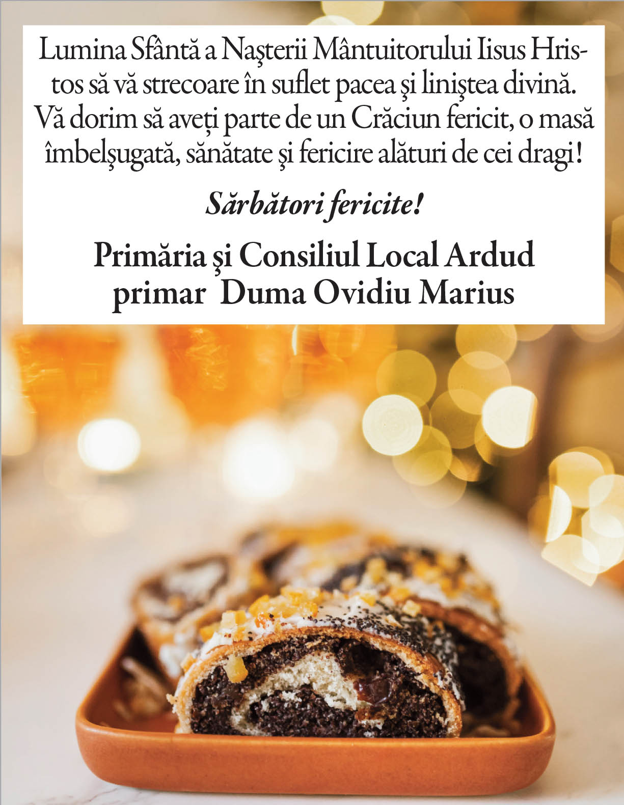 Felicitare Crăciun. Primăria ARDUD