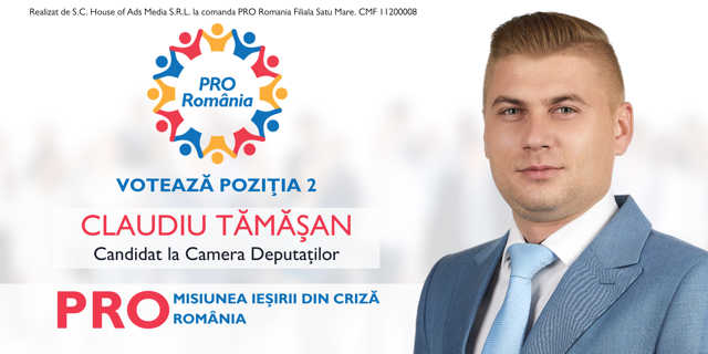 Claudiu Tămășan:  “În Camera Deputaților vreau să lupt pentru tinerii din Satu Mare!”
