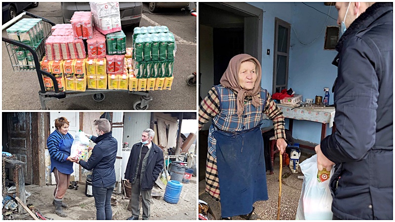 Zeci de pachete oferite de jandarmi bătrânilor singuri din județ