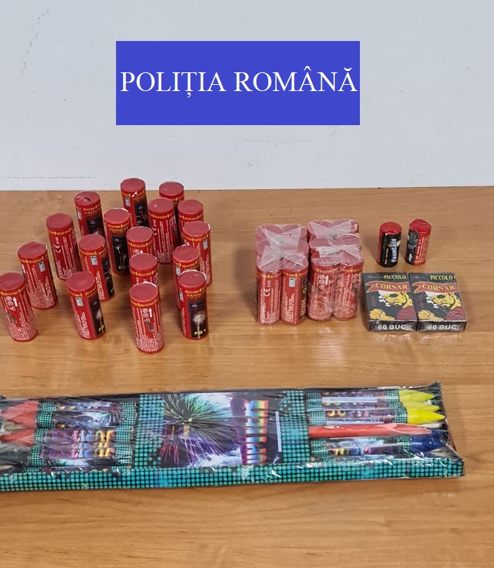 PERICOL. Sute de articole pirotehnice, confiscate de polițiști