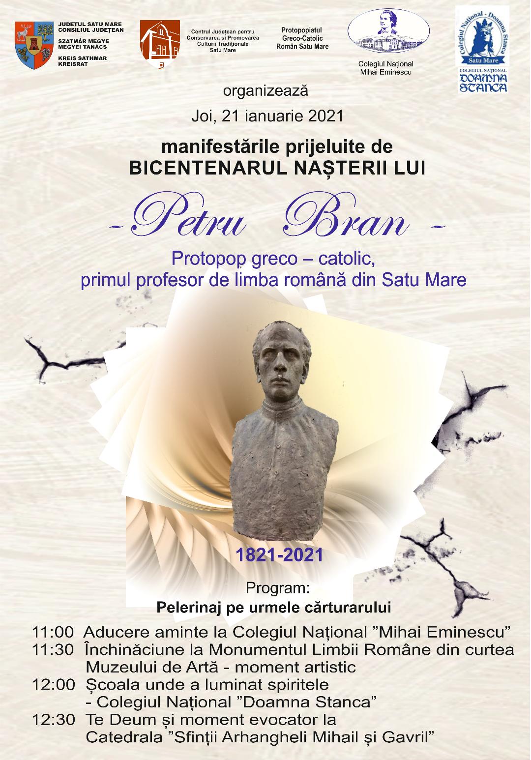 Bicentenarul nașterii lui Petru Bran – primul profesor de limba română din Satu Mare