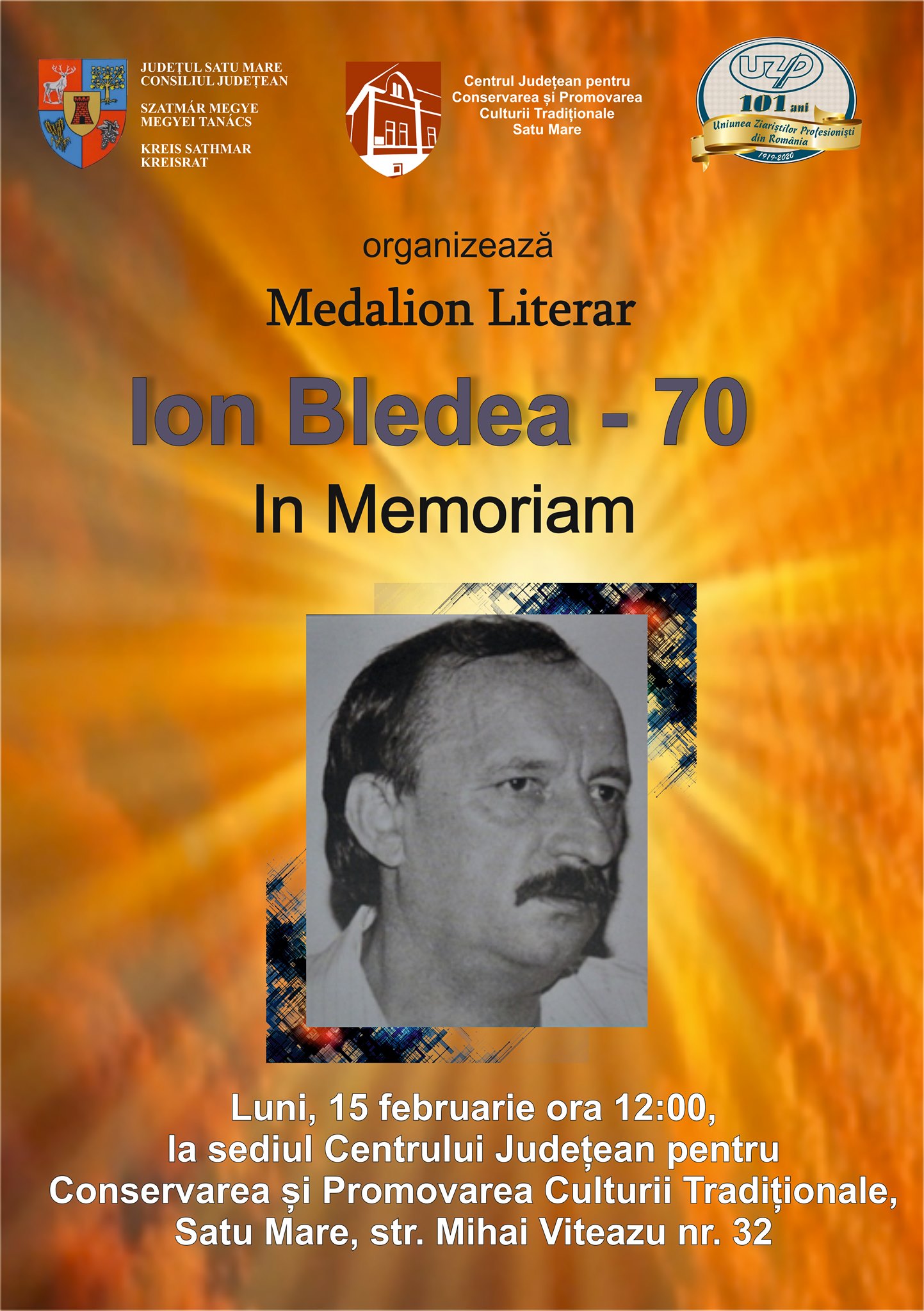 Ion Bledea - fondatorul Gazetei de Nord-Vest ar fi împlinit luni, 15 februarie, 70 de ani