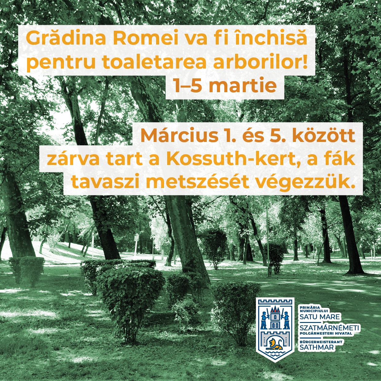 Grădina Romei se închide pentru o săptămână