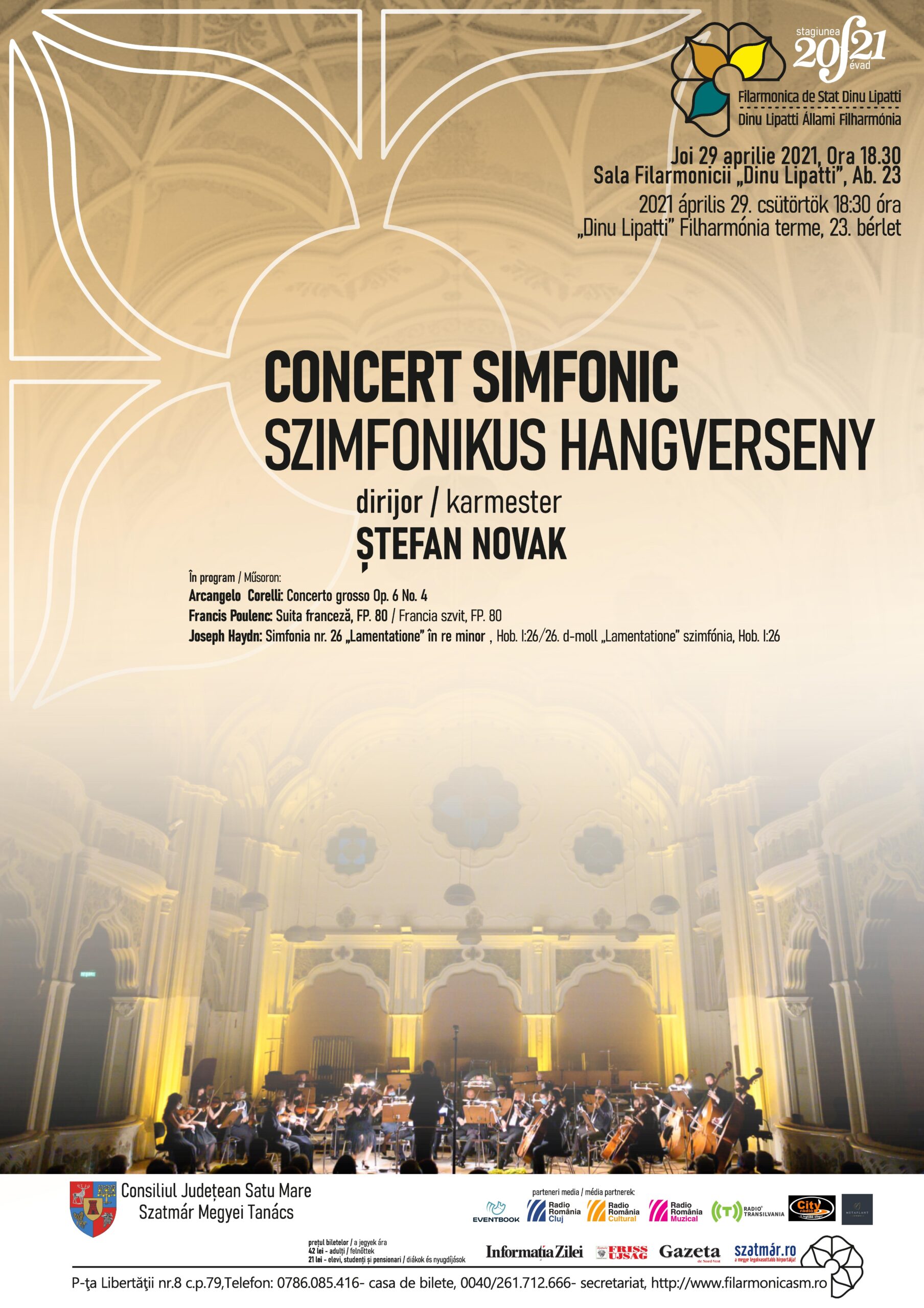 Miercuri la Carei și joi la Satu Mare Filarmonica  Dinu Lipatti prezintă același “Concert simfonic”