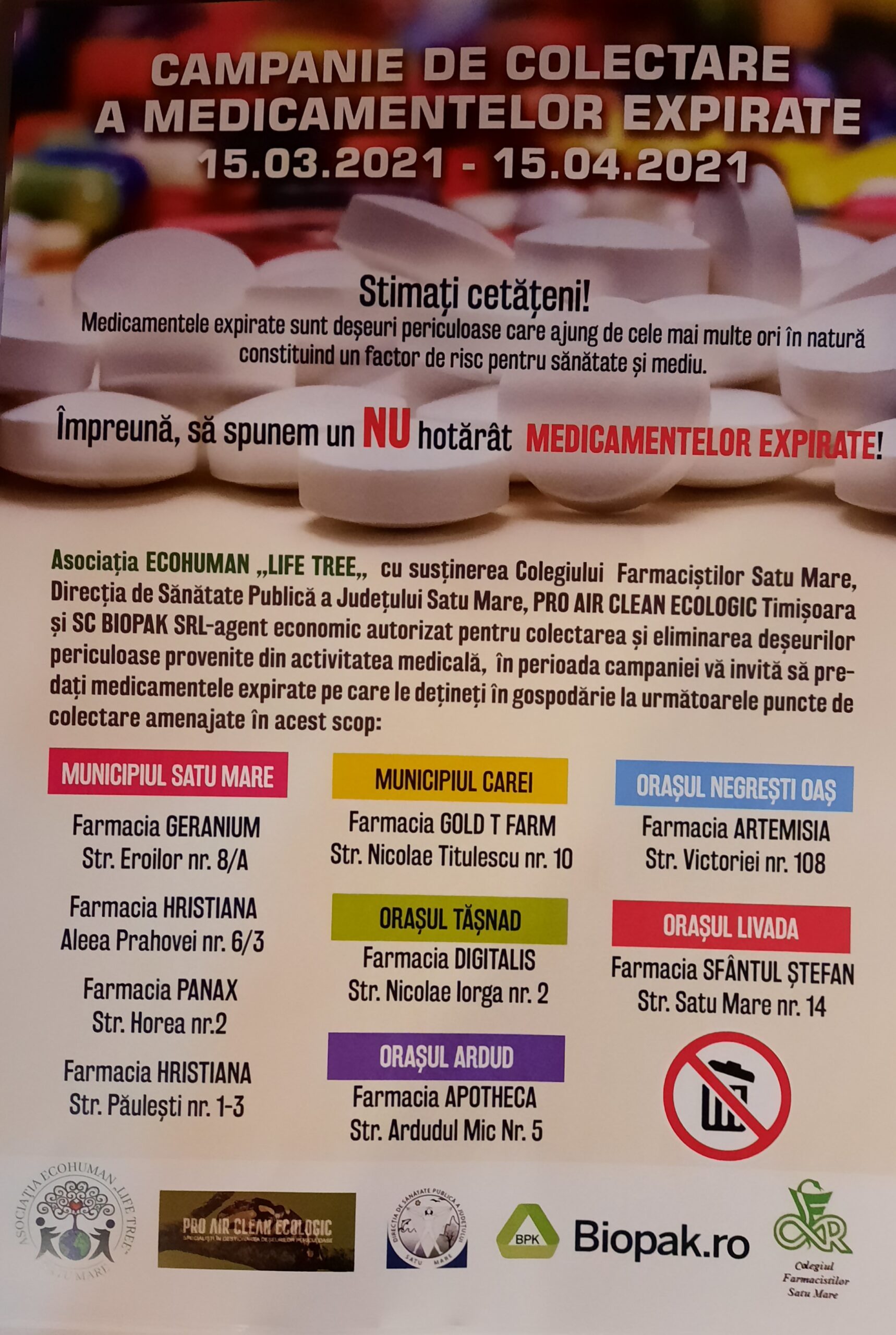 Medicamente expirate colectate la Satu Mare