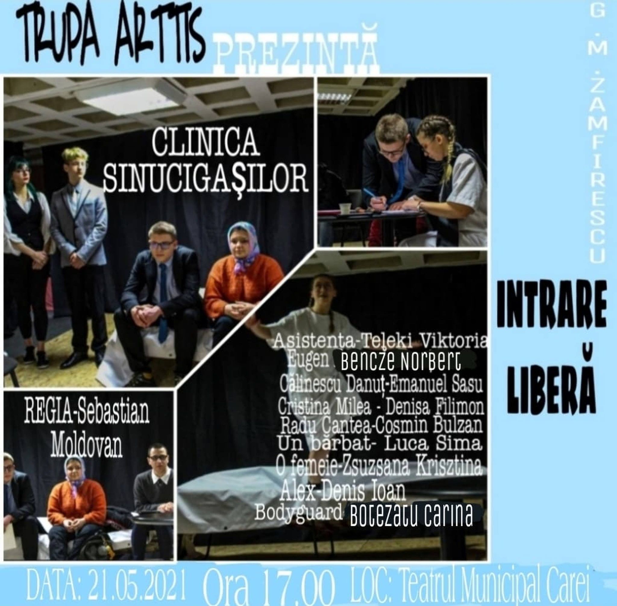 „Clinica sinucigașilor" susținută la Teatrul Municipal Carei