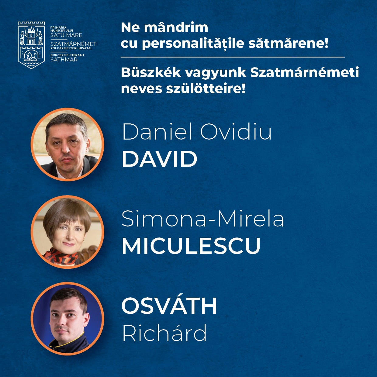 Trei personalități marcante au primit titlul de Cetățean de Onoare al municipiului Satu Mare