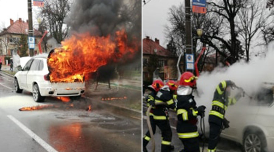 INCENDIU. Mașină ÎN FLĂCĂRI în ȚARA OAȘULUI