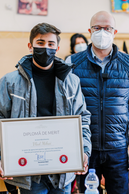 Primarul municipiului Satu Mare, Kereskenyi Gabor a premiat un elev pentru spiritul civic