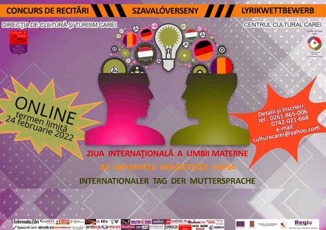 Ziua Internaţională a Limbii Materne va fi sărbătorită la Carei prin recitări de poezii