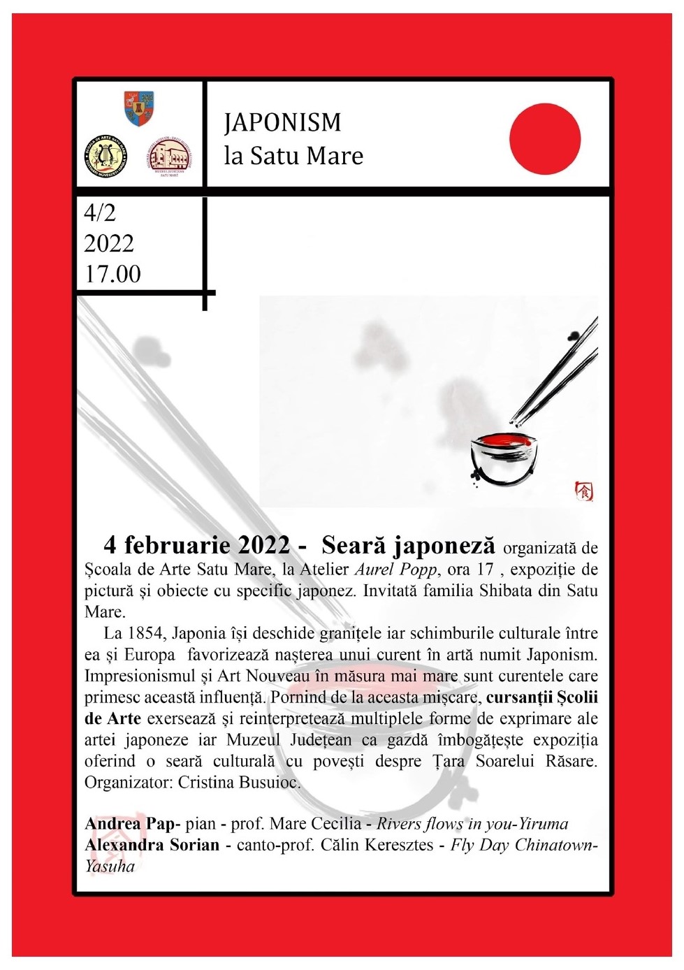 Seară japoneză organizată de Școala de Arte