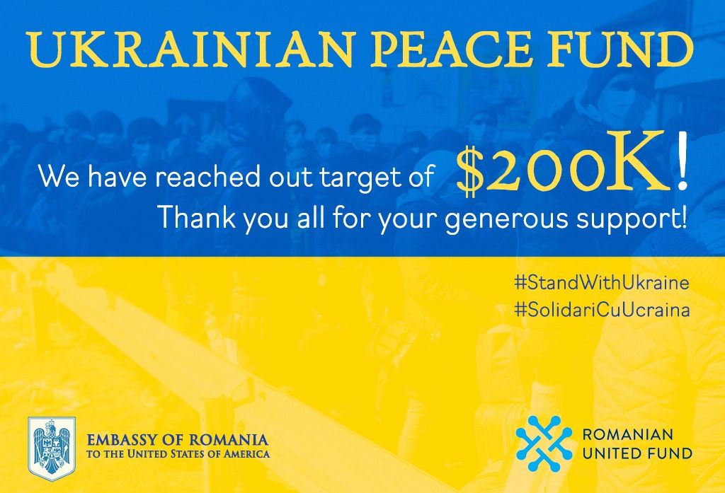 Strângerea de fonduri pentru ajutorarea refugiaților din Ucraina, inițiată de Ambasada României și Romanian United Fund, a atins pragul de 200.000 de dolari