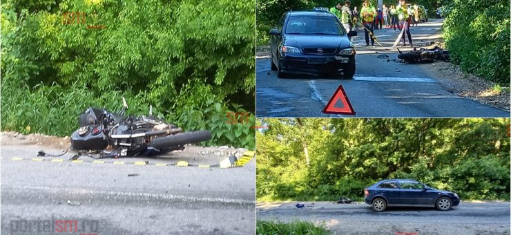 Accident între o motocicletă și o mașină