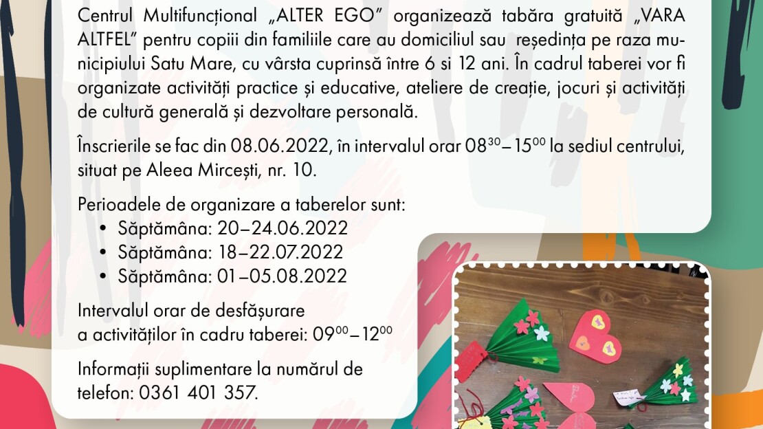 A început tabăra gratuită"Vara altfel", organizată de centrul multifuncțional Alter Ego. Înscrierile continuă