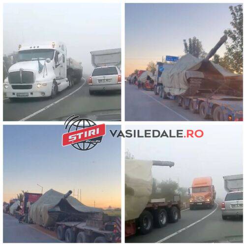 VIDEO/FOTO: Convoi cu TANCURI filmat la Satu Mare. Au ieșit țară pe la Halmeu