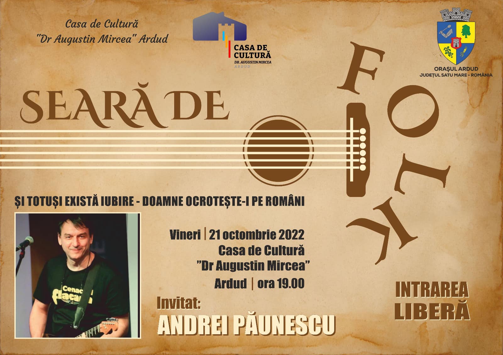 Seară de folk cu Andrei Păunescu, la Ardud