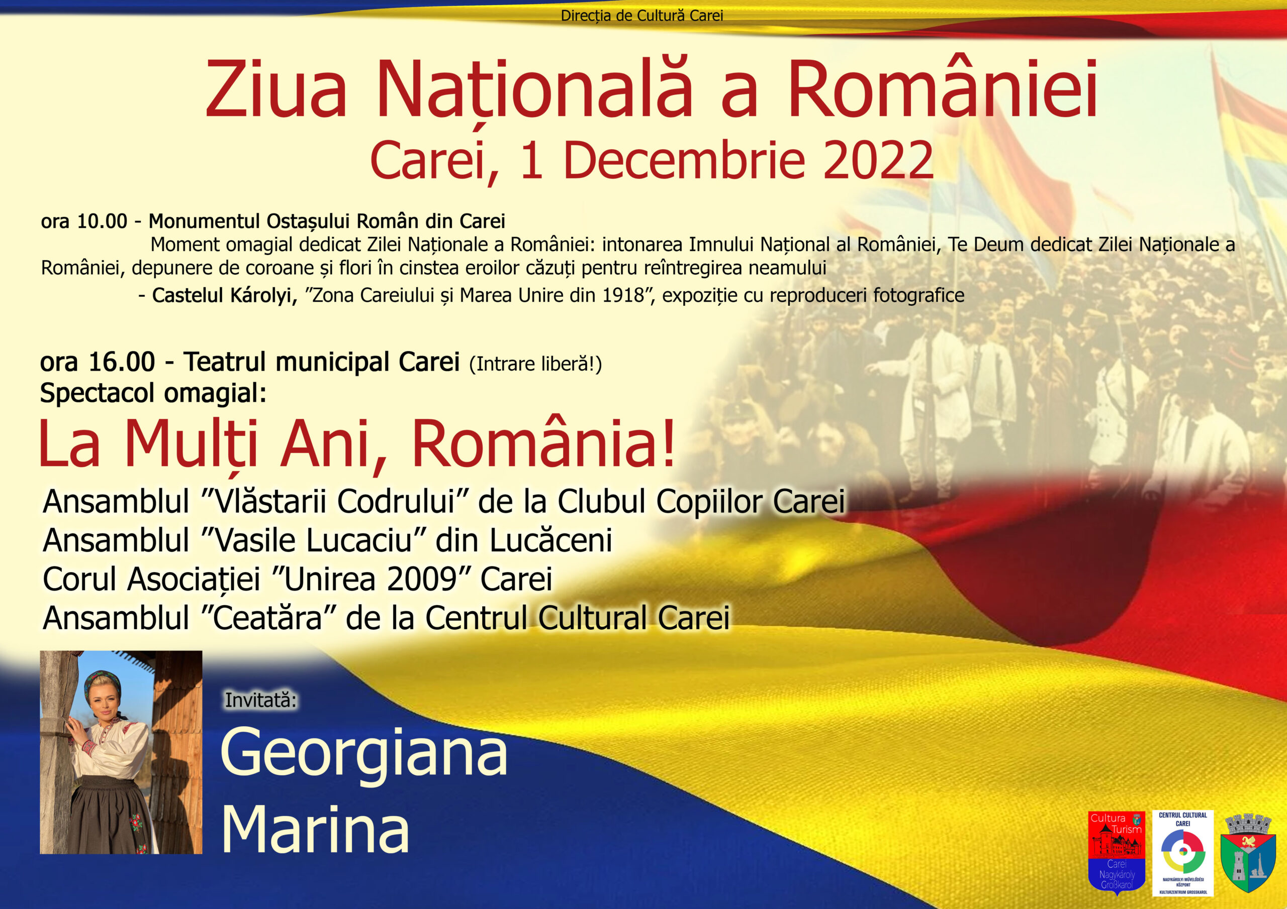 Ziua Națională a României, sărbătorită cum se cuvine la Carei