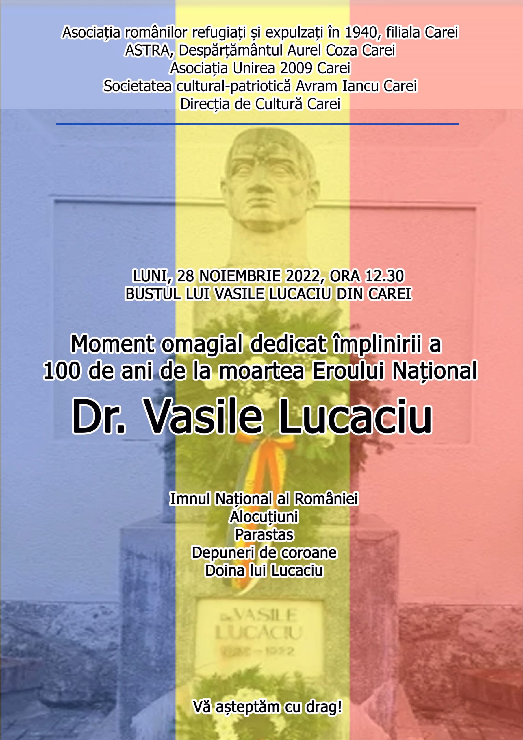 Centenarului morții dr. Vasile Lucaciu la Carei