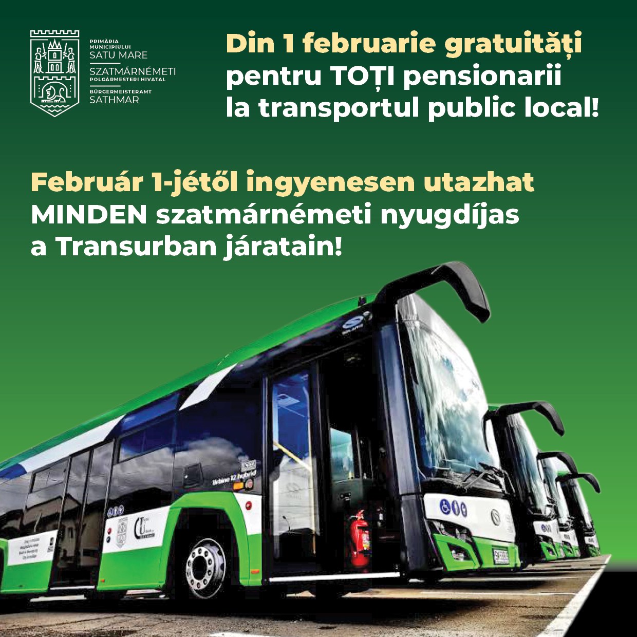 TOȚI PENSIONARII  vor circula GRATUIT pe autobusele TRANSURBAN