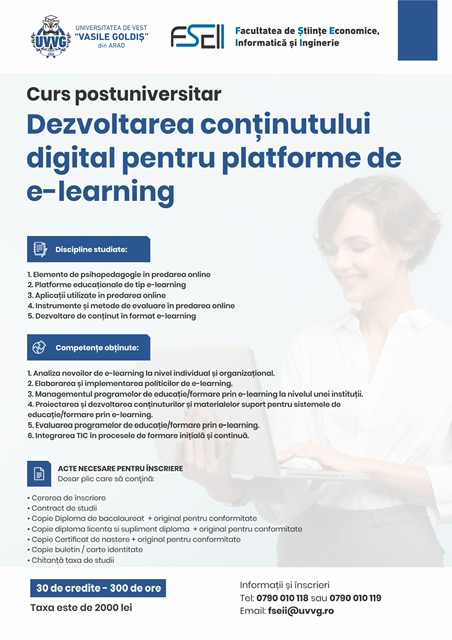 UN NOU CURS POSTUNIVERSITAR LA U.V.V.G.