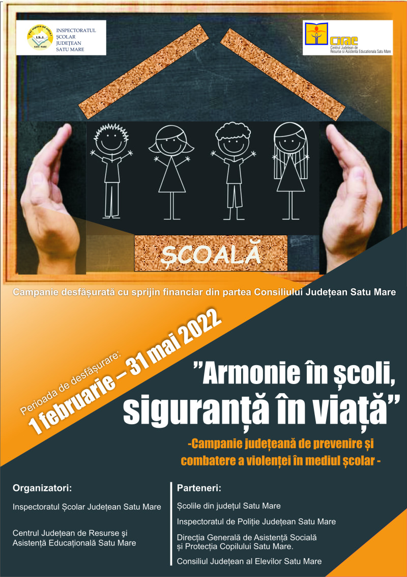 Eveniment educativ în cadrul Campaniei județene de prevenire și combatere a violenței în mediul școlar, „Armonie în școli, siguranță în viață”
