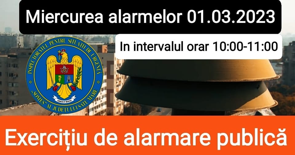 Exercițiu de alarmare publică „MIERCUREA ALARMELOR”
