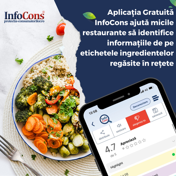 Aplicația Gratuită InfoCons ajută micile restaurante să identifice informațiile de pe etichetele ingredientelor regăsite în rețete