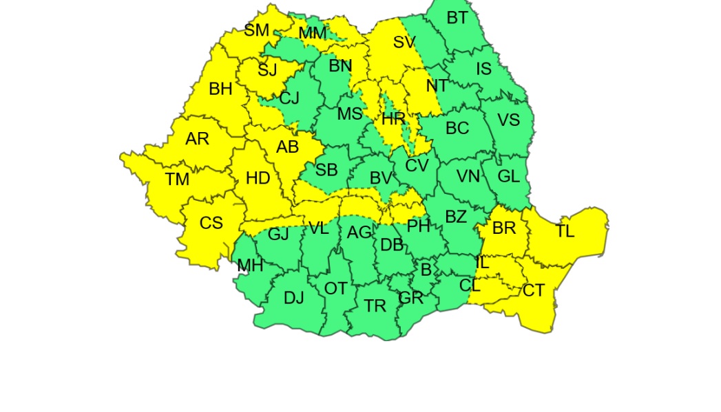 Meteo.  Cod GALBEN de vânt puternic și  răcire accentuată în județul Satu Mare