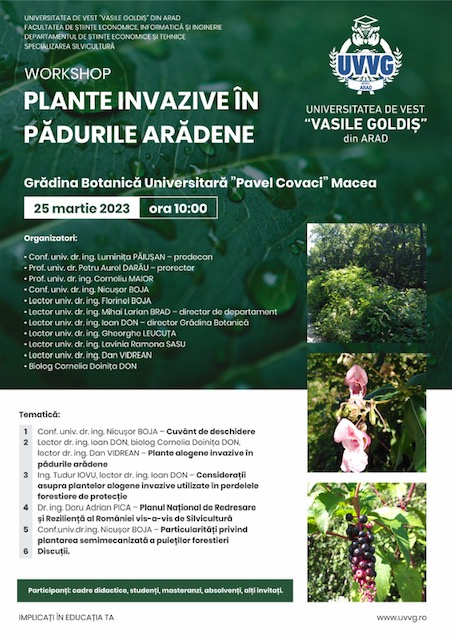 PLANTE INVAZIVE ÎN PĂDURILE ARĂDENE Grădina Botanică Universitară ”Pavel Covaci” Macea