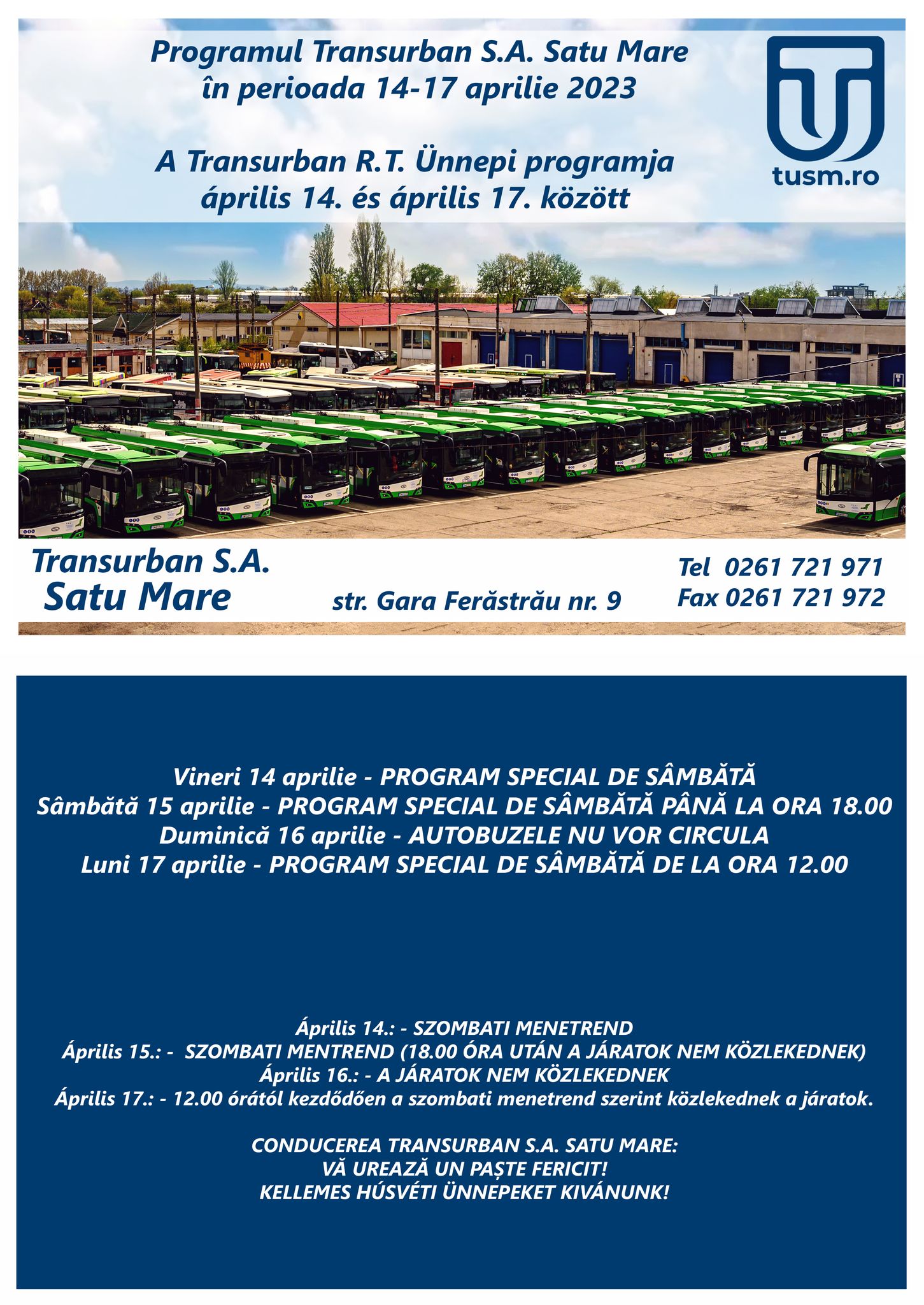 A fost anunțat trogramul Transurban de sărbători