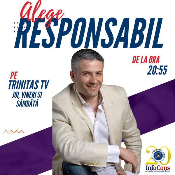 Alege Responsabil cu Președintele InfoCons , Sorin Mierlea , în fiecare joi, vineri și sâmbătâ de la 20:55 pe Trinitas TV