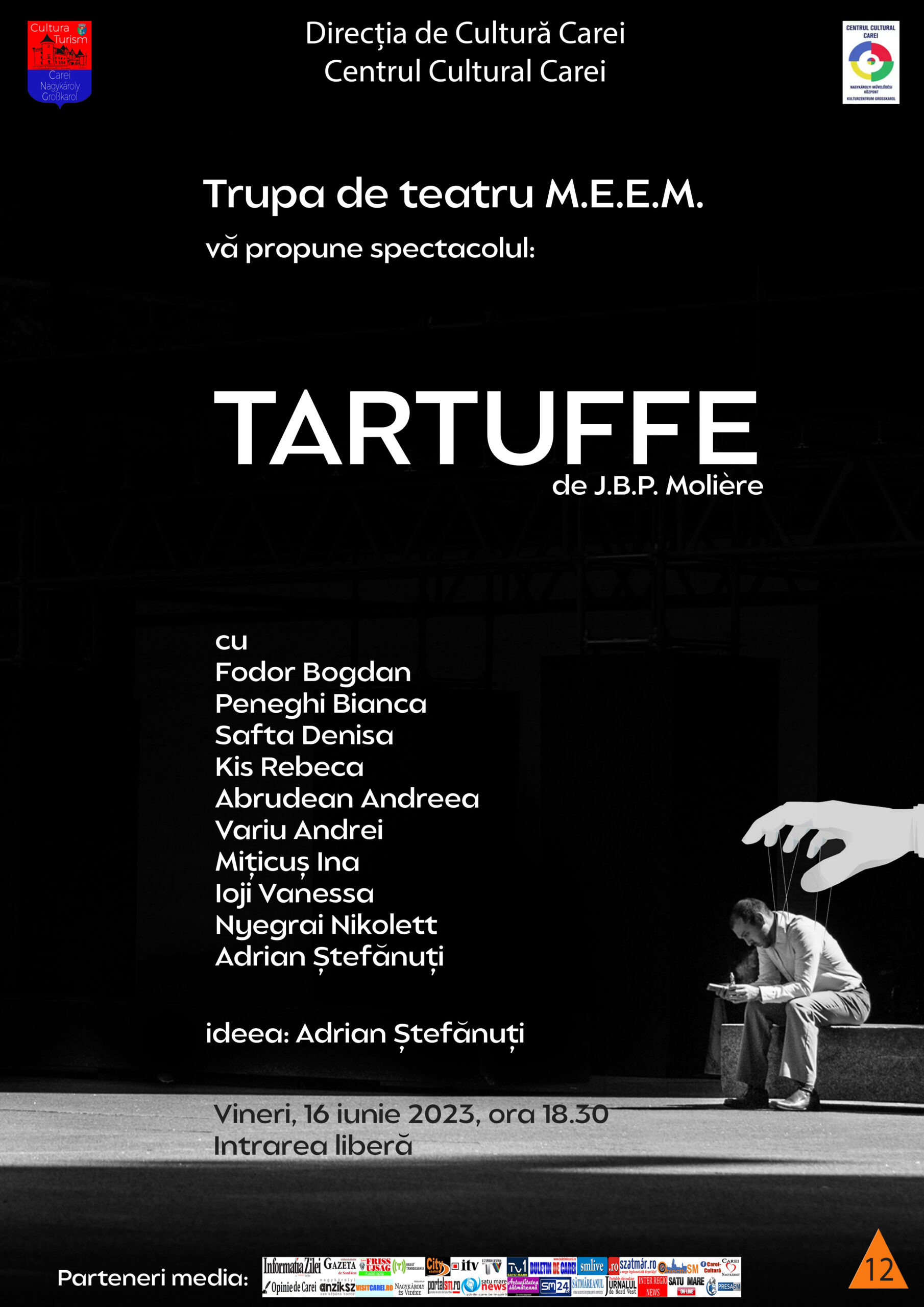 Trupa de teatru M.E.E.M. vă invită la premiera spectacolului Tartuffe