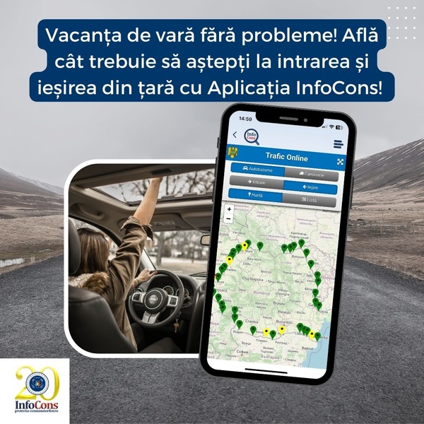 Vacanța de vară fără probleme ! Află cât trebuie să aștepți la intrarea și ieșirea din țară cu Aplicația InfoCons !