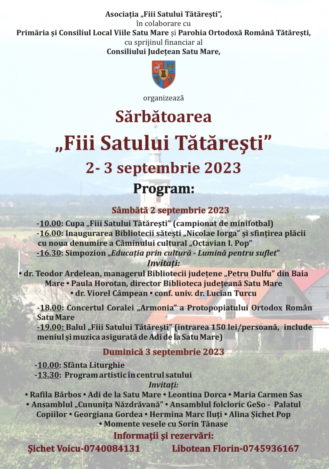 Sărbătoarea ,, Fiii Satului Tătărești” are loc în acest weekend