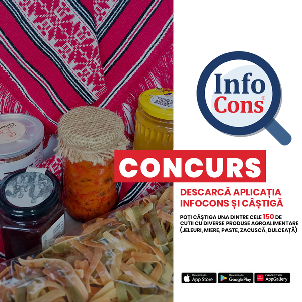 Aplicația GRATUITĂ InfoCons îți aduce acum și premii! Participă la Concurs și câștigă una din cele 150 de cutii cu alimente!