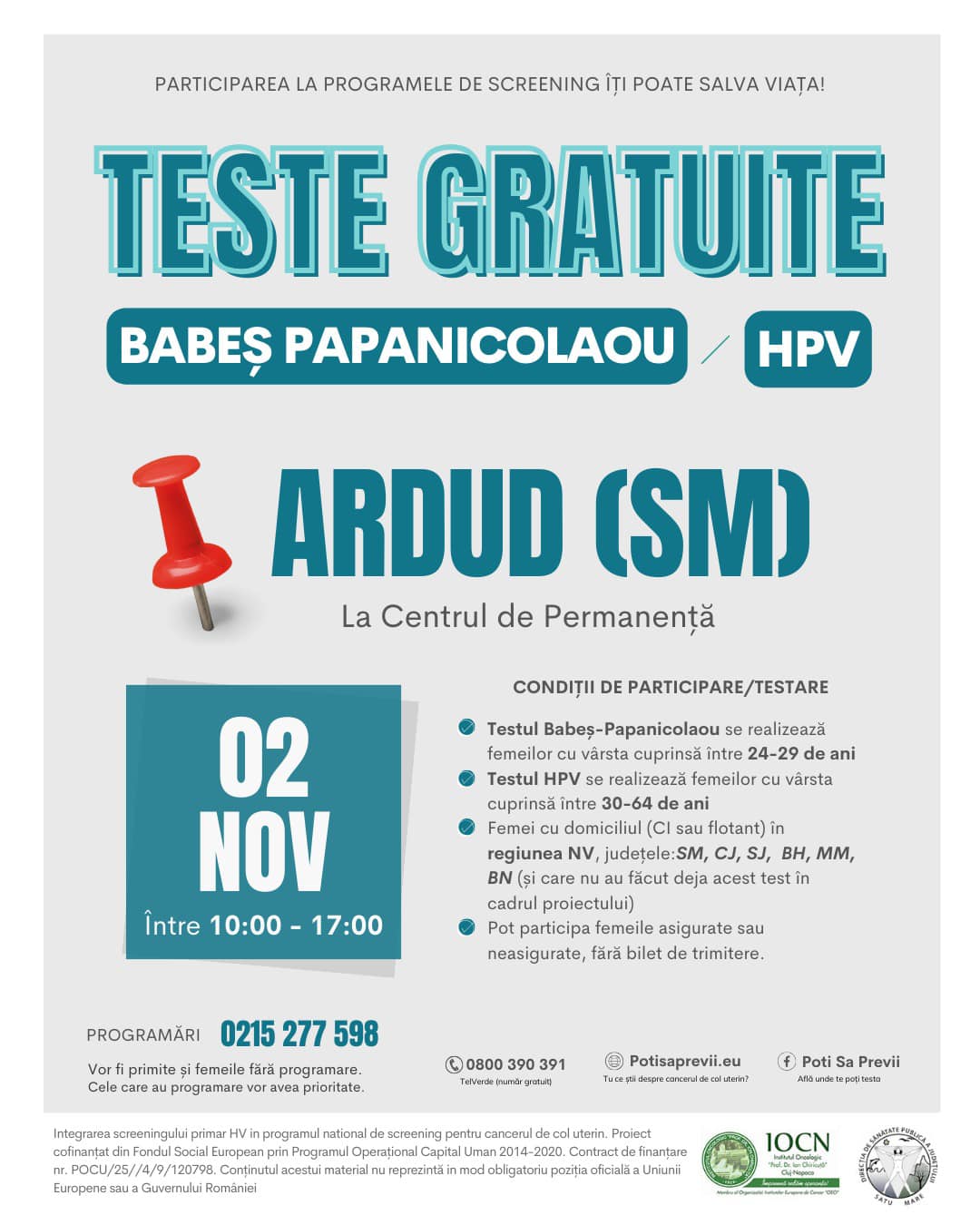 Teste gratuite de prevenire a cancerului de col uterin, la Ardud