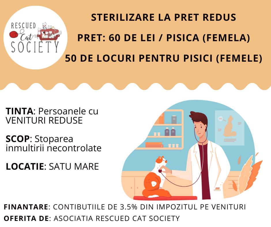 Campanie de sterilizare a pisicilor lansată de asociația „Rescued Cat Society”