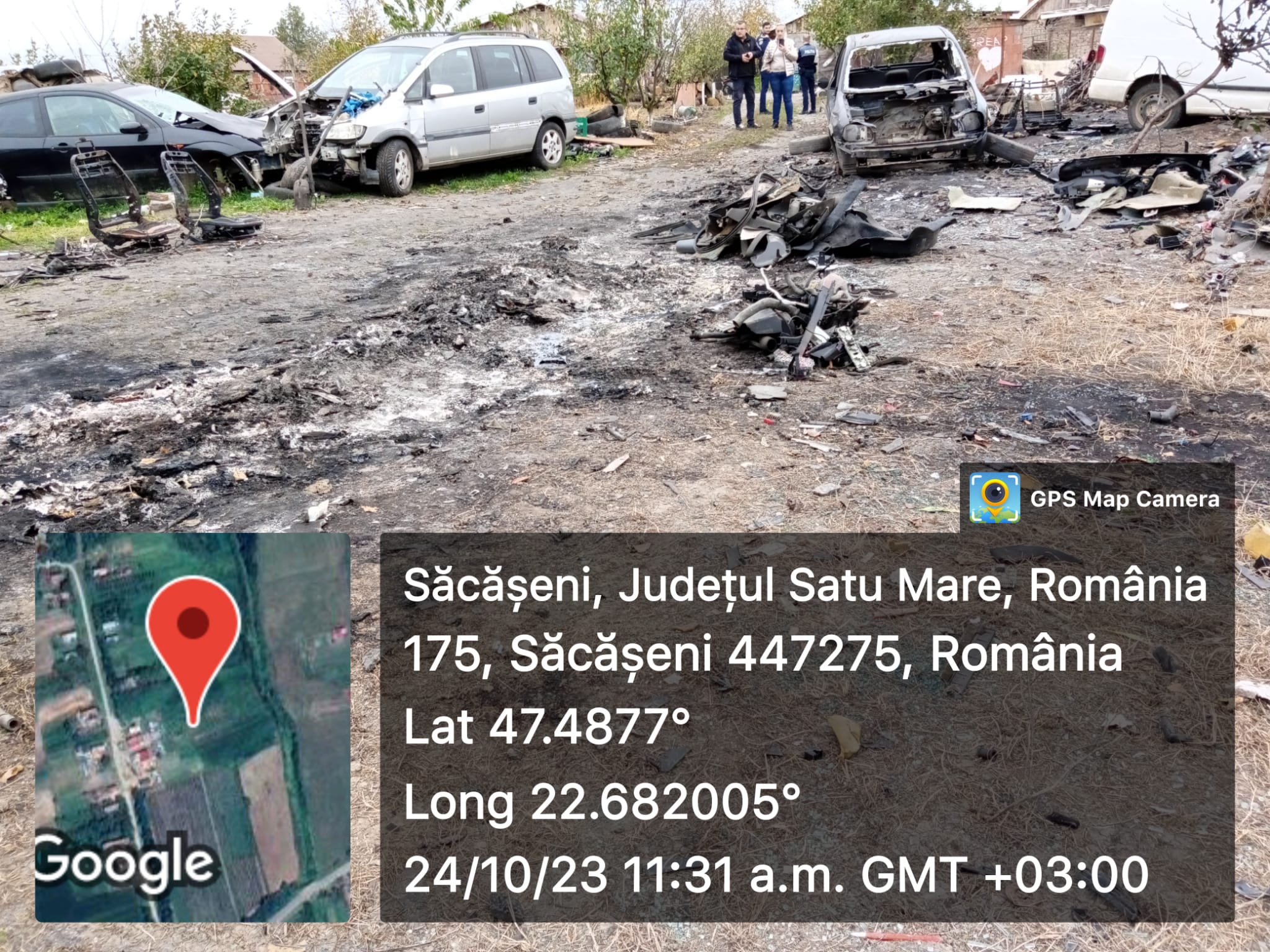 Dezmembrări auto ilegale în curtea unui sătmărean. Pentru faptele săvârșite a fost sancționat cu amendă contravențională