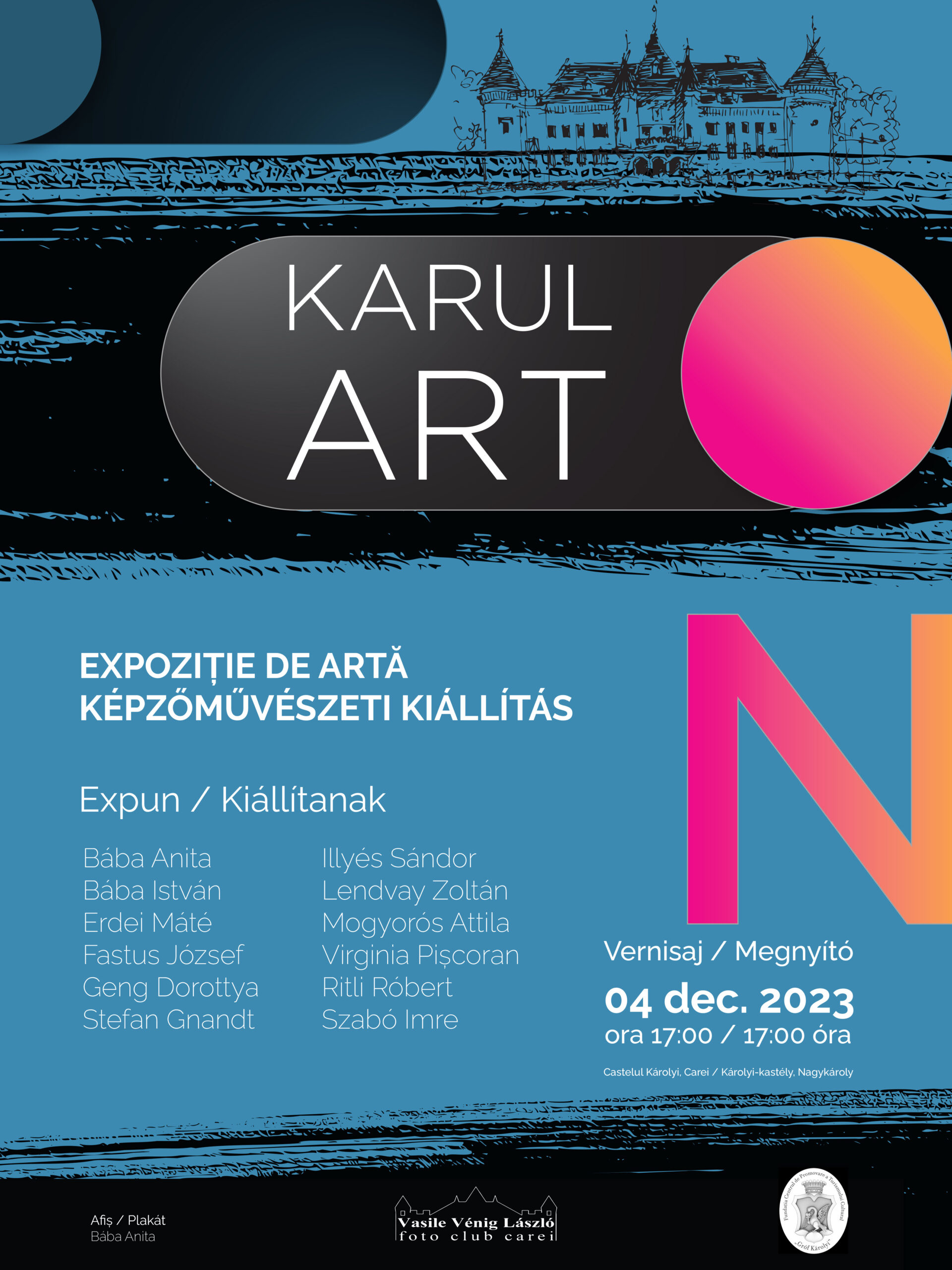 Vernisajul expoziției de arte vizuale a Grupării artistice Karul Art la castelul din Carei