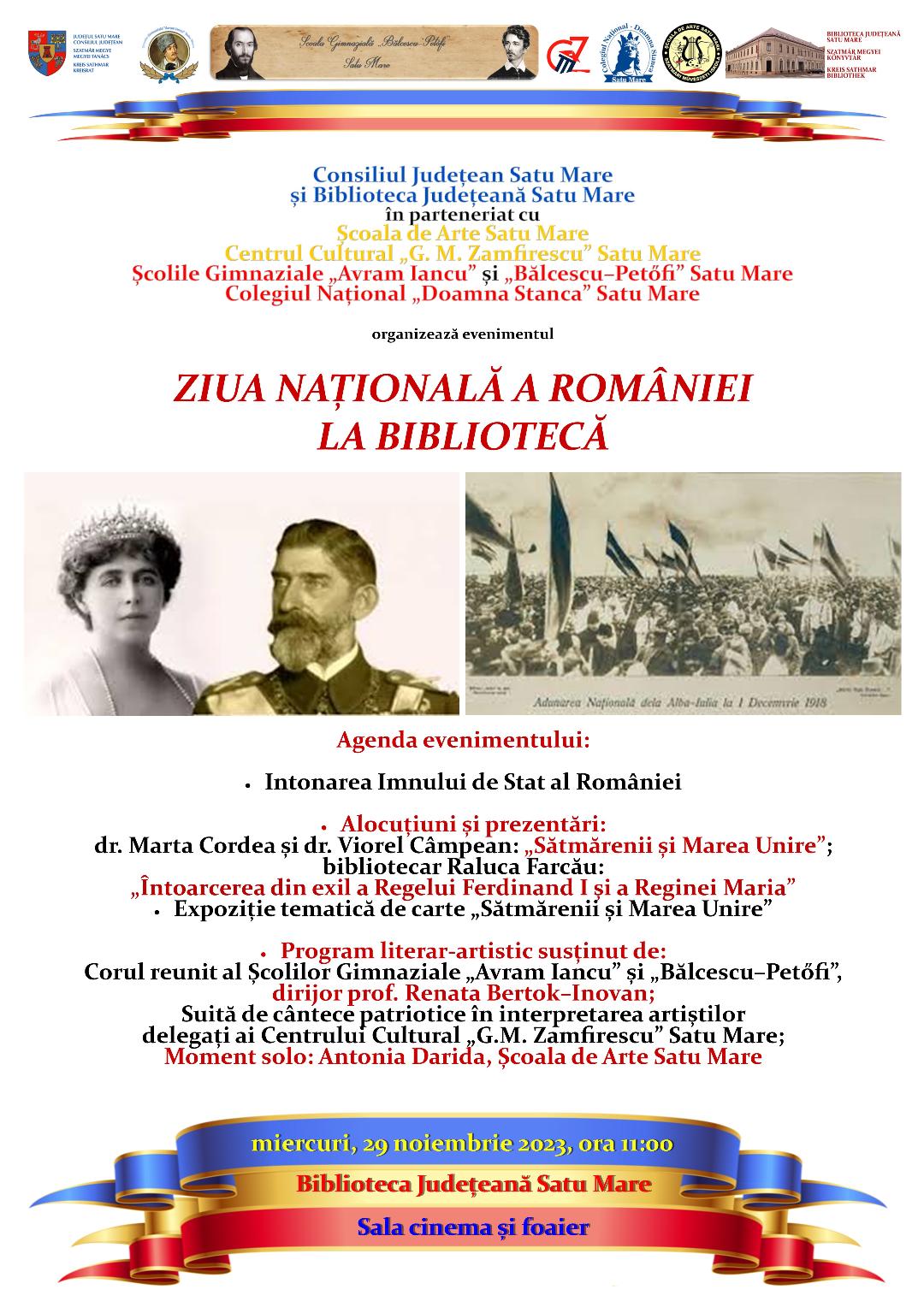 Eveniment dedicat Zilei Naționale a României, la Biblioteca Județeană