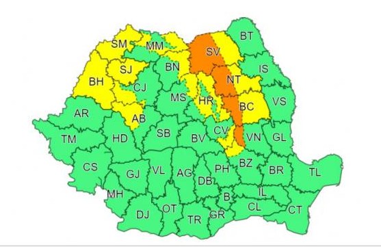 Cod galben de vânt în județ